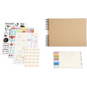 Exacompta 16802E Set Scrapbooking Album 32x22cm Scrap Addict Kraft brown