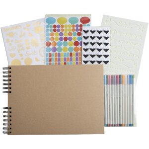 Exacompta 16802E Set Scrapbooking Album 32x22cm Scrap Addict Kraft brown