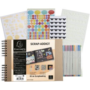 Exacompta 16802E Set Scrapbooking Album 32x22cm Scrap Addict Kraft brown