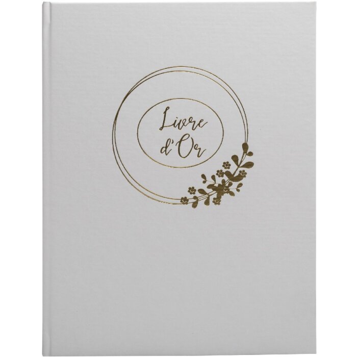 Exacompta Guestbook Ringflower White Gold trim 100 pages 27x22 cm