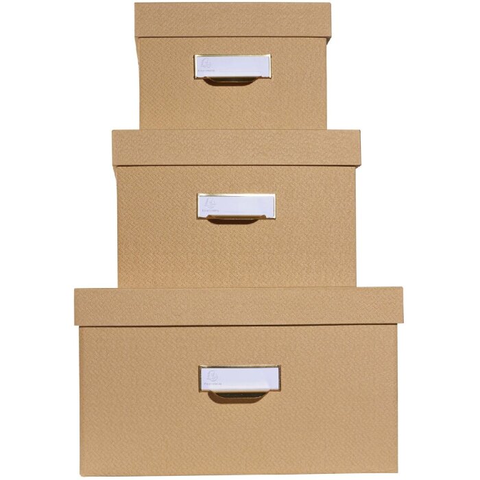 Exacompta 79602E Set of 3 storage boxes Office by me Beige