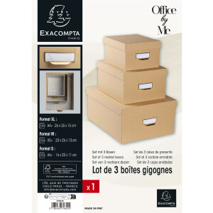 Exacompta 79602E Set of 3 storage boxes Office by me Beige