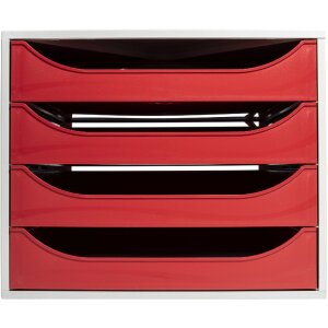 Exacompta 2286107D ECOBOX drawer box with 4 drawers red