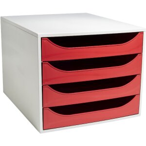 Exacompta 2286107D ECOBOX drawer box with 4 drawers red