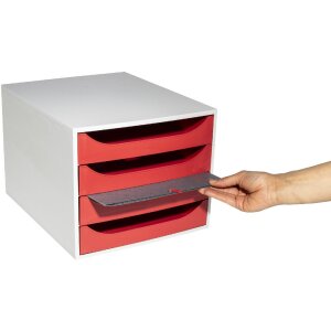 Exacompta 2286107D ECOBOX drawer box with 4 drawers red