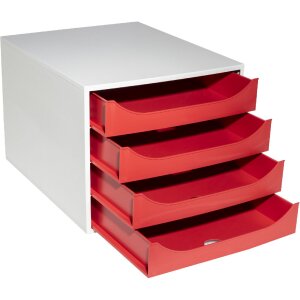 Exacompta 2286107D ECOBOX drawer box with 4 drawers red