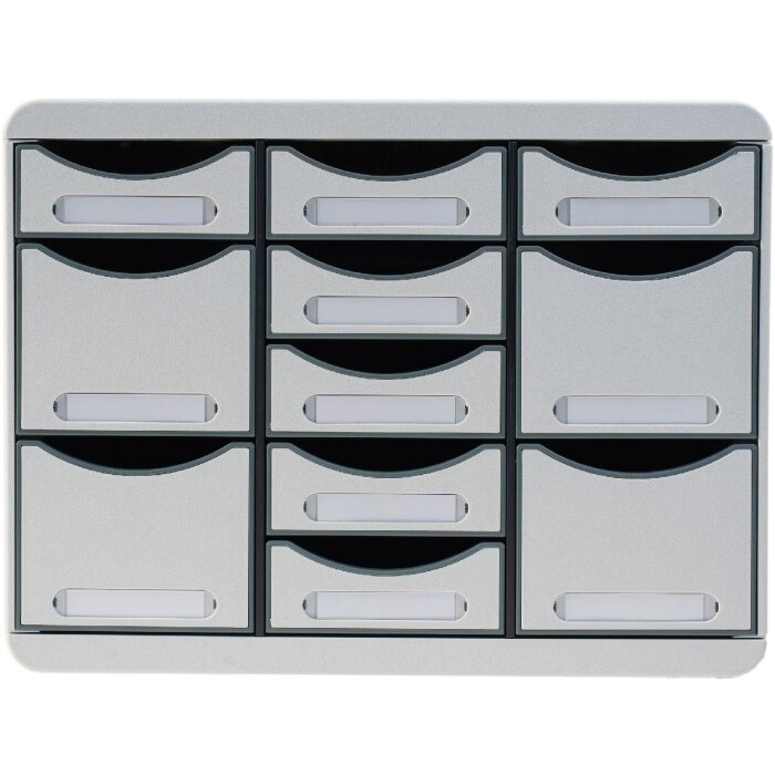 Exacompta STORE BOX MULTI drawer box 11 open drawers light grey