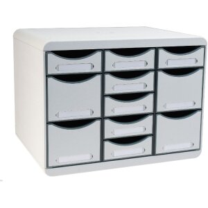 Exacompta STORE BOX MULTI drawer box 11 open drawers light grey