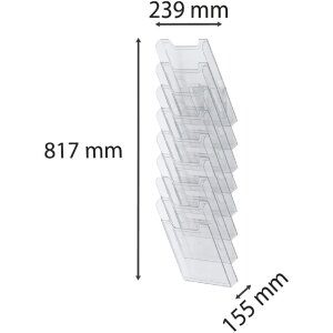 Exacompta 64858D Wall brochure holder 8 compartments A4 vertical transparent crystal