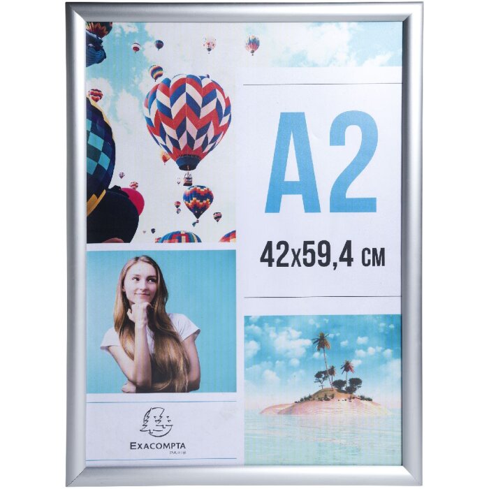 Exacompta 8294358D Wall poster frame aluminium A2 Exacryl silver