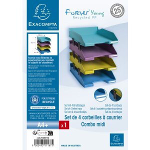 Exacompta set of 4 letter trays COMBO MIDI 346x254x243mm Forever Young assorted