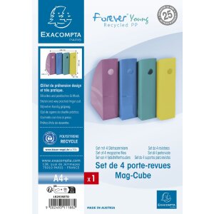 Exacompta set of 4 magazine files MAG-CUBE Forever Young assorted colours