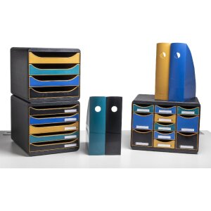 Exacompta Set 4 Mag Cube magazine file Neo Deco assorted colours