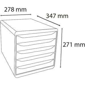 Exacompta 309606D Big Box drawer box 5 drawers Scandi colours assorted