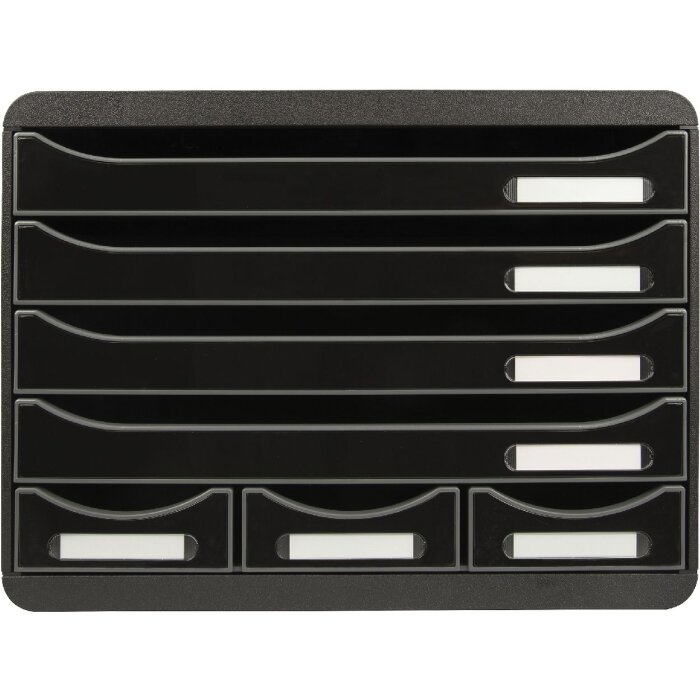 Exacompta 307714D STOREBOX drawer box 7 open drawers glossy black