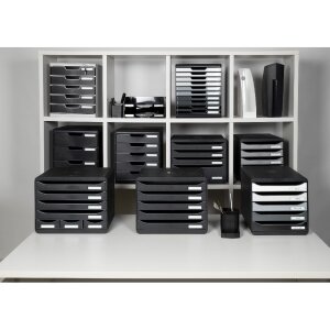 Exacompta 307714D STOREBOX drawer box 7 open drawers glossy black