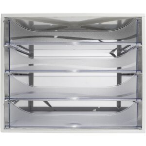 Exacompta 228323D ECOBOX drawer box with 4 drawers crystal