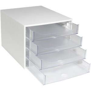 Exacompta 228323D ECOBOX drawer box with 4 drawers crystal