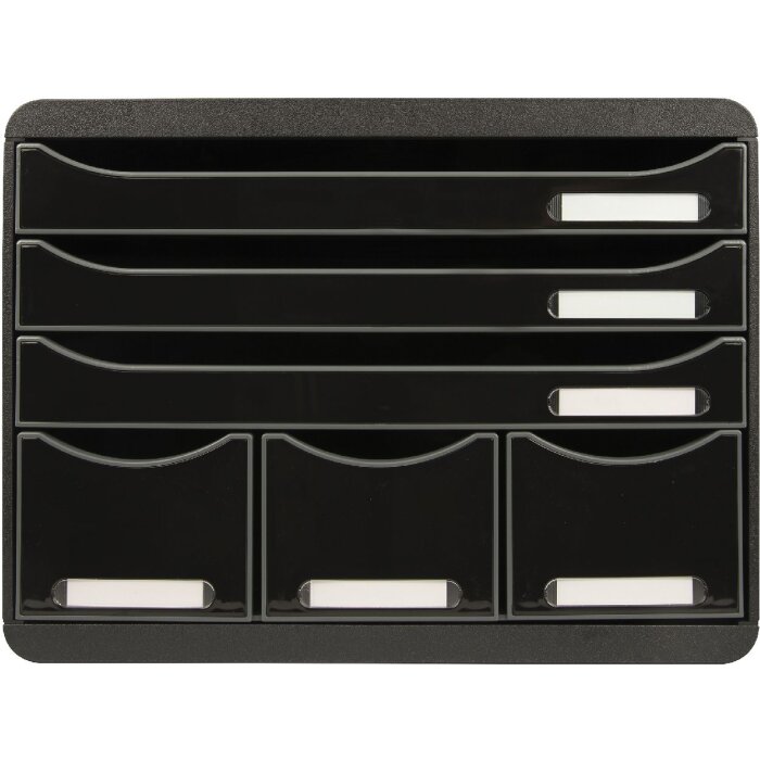 Exacompta STOREBOX drawer box 6 open drawers Black Glossy