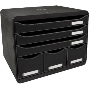 Exacompta STOREBOX drawer box 6 open drawers Black Glossy