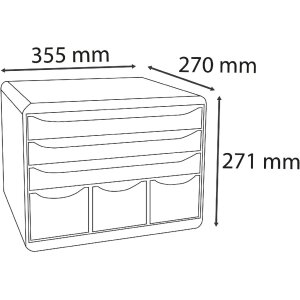 Exacompta STOREBOX drawer box 6 open drawers Black Glossy