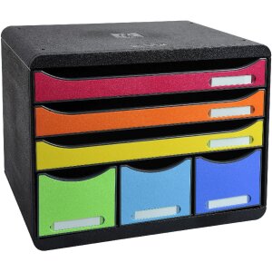 Iderama 306798D STOREBOX drawer box 6 open drawers rainbow