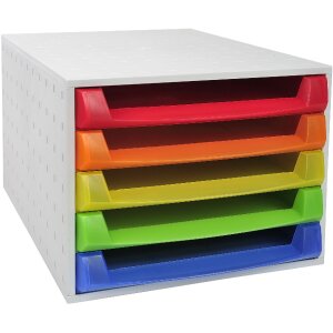 221098D Drawer box THE BOX 5 open drawers Linicolor rainbow