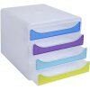 Exacompta 310399D Drawer box Big Box 4 compartments Chromaline assorted colours