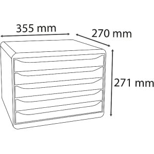 Exacompta 308913D Drawer box Big Box Plus Horizon landscape format 5 drawers