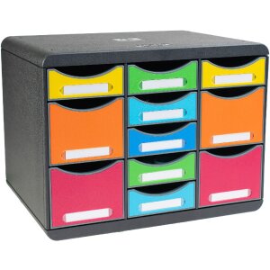 Exacompta 313798D Iderama drawer box STORE BOX MULTI 11 drawers rainbow