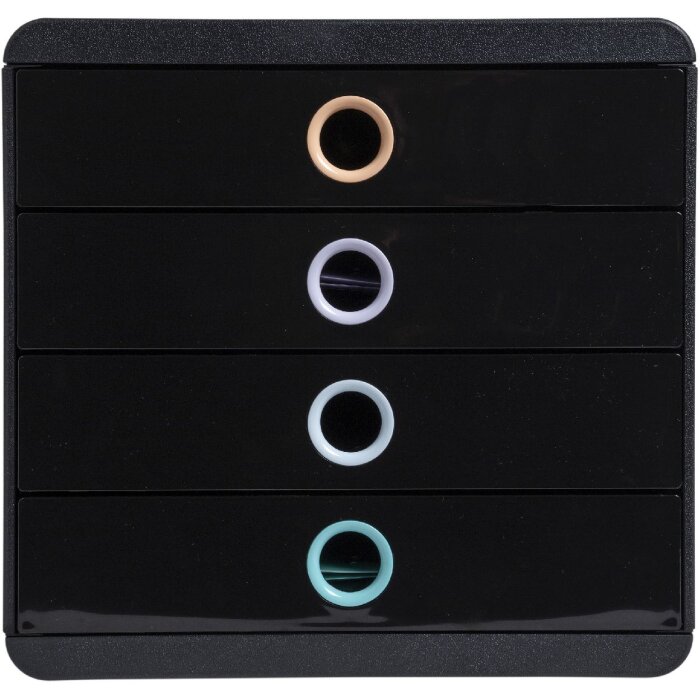 Exacompta 314496D Aquarel drawer box 4 compartments A4+ black assorted colours