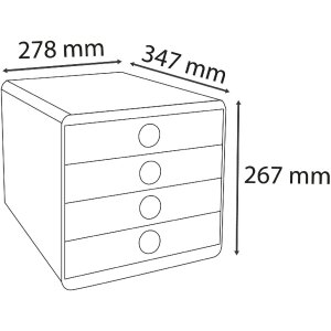 Exacompta 314496D Aquarel drawer box 4 compartments A4+ black assorted colours