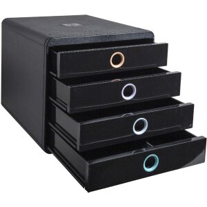 Exacompta 314496D Aquarel drawer box 4 compartments A4+ black assorted colours