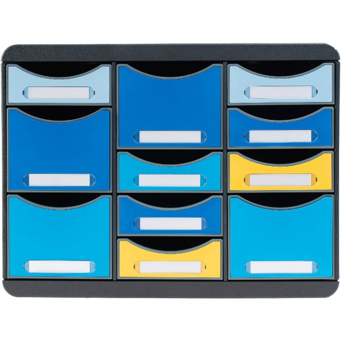 Exacompta 3137202D Drawer box STORE BOX MULTI 11 drawers Bee Blue Assorted