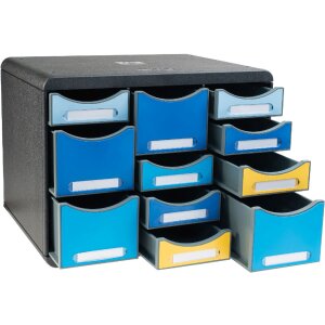 Exacompta 3137202D Drawer box STORE BOX MULTI 11 drawers Bee Blue Assorted