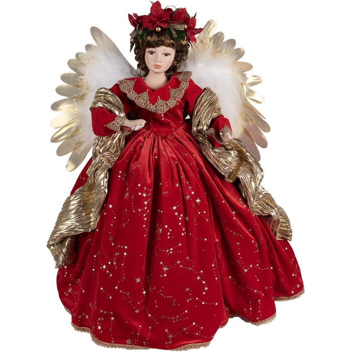 Clayre & Eef 50777 Decoration Angel 50x30x65 cm Red Gold