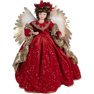 Clayre & Eef 50777 Decoration Angel 50x30x65 cm Red Gold