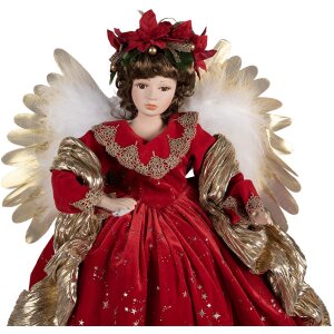 Clayre & Eef 50777 Decoration Angel 50x30x65 cm Red Gold