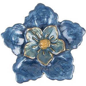 Clayre & Eef Door Knob Flower Blue Iron 4x3x4 cm