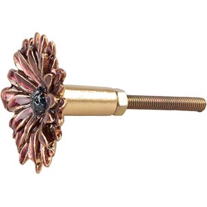 Clayre & Eef Door Knob Flower Red Iron Ø 4x3 cm