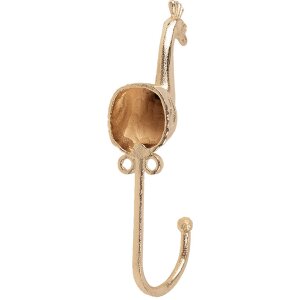 Clayre Eef Wall Hook Peacock Gold Coloured 5x3x14 cm Iron Vintage Style Decorative Hook