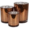 Clayre Eef Tea Light Holder Set of 3 Brown Glass Houses Ø 10x12 9x10 7x8 cm