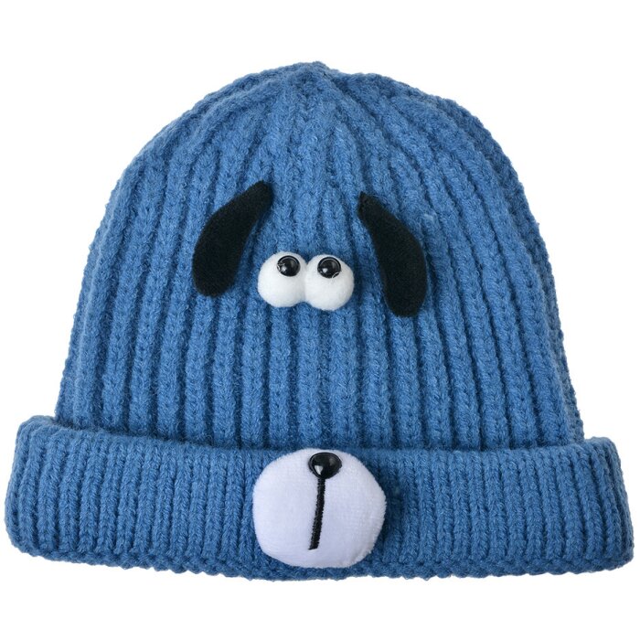 Juleeze JZKCA0007BL Childrens Hat Blue Dog Design 3D Elements Warm Synthetic