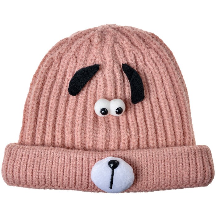 Juleeze JZKCA0007P hat child pink with dog face soft and warm