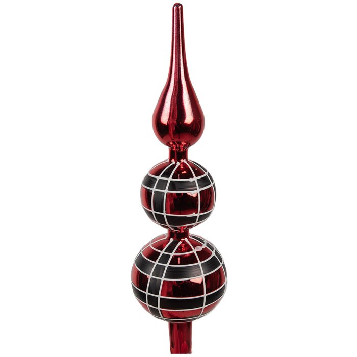 Clayre Eef 6GL4652 Christmas Tree Topper Red Glass Ø 8x30 cm Christmas Tree Decoration