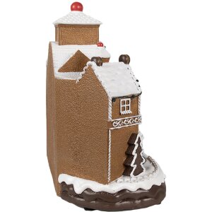 Clayre Eef Christmas Decoration Gingerbread House LED Music 33x17x30 cm Brown