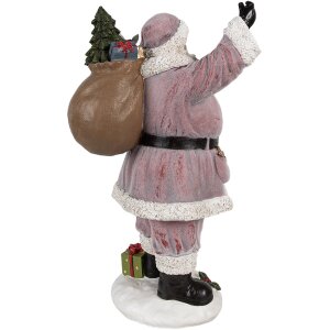 Clayre & Eef Father Christmas Figurine Pink 43 cm Polyresin Christmas Decoration