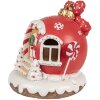 Clayre Eef 6PR4340 Gingerbread House LED Red Polyresin Country Style Christmas