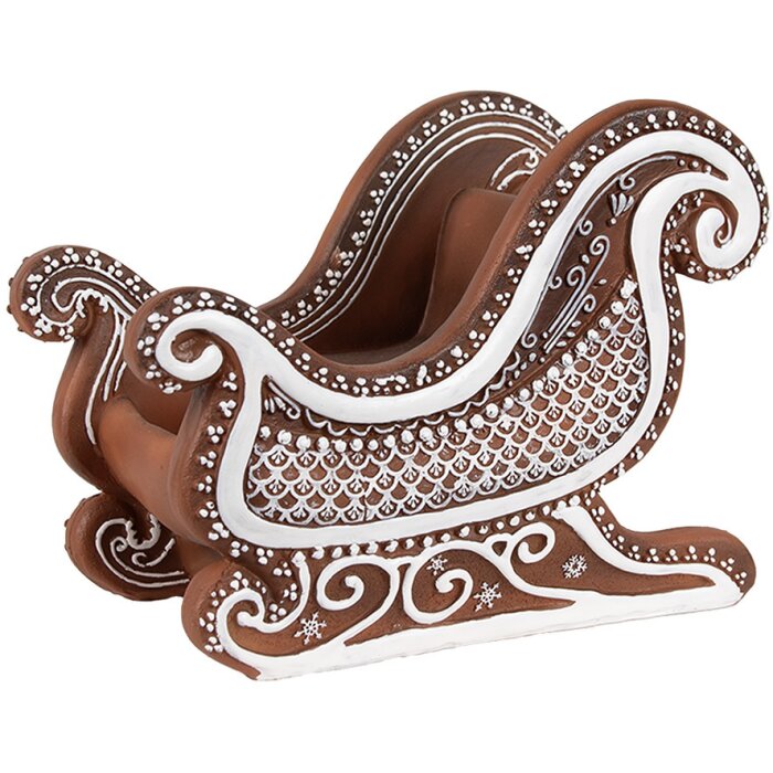 Clayre Eef Christmas decoration figure sleigh gingerbread look 20x12x15 cm brown