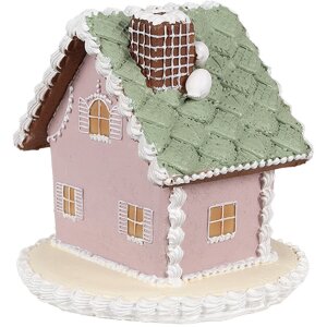 Clayre Eef Gingerbread House 12 cm Pink Polyresin Christmas Decoration